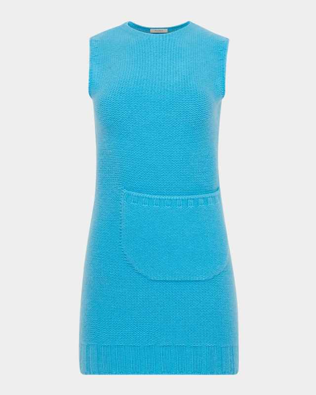 Front Pocket Sleeveless Knit Mini Shift Dress